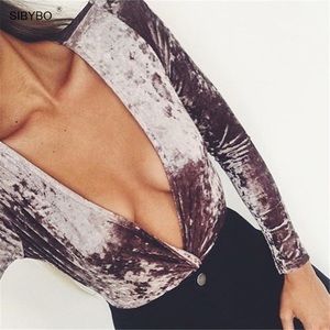 Crushed Velvet Long Sleeve Bodysuit - Plum Mocha